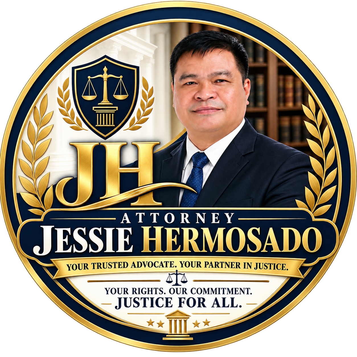Attorney Jessie Hermosado circular law firm emblem
